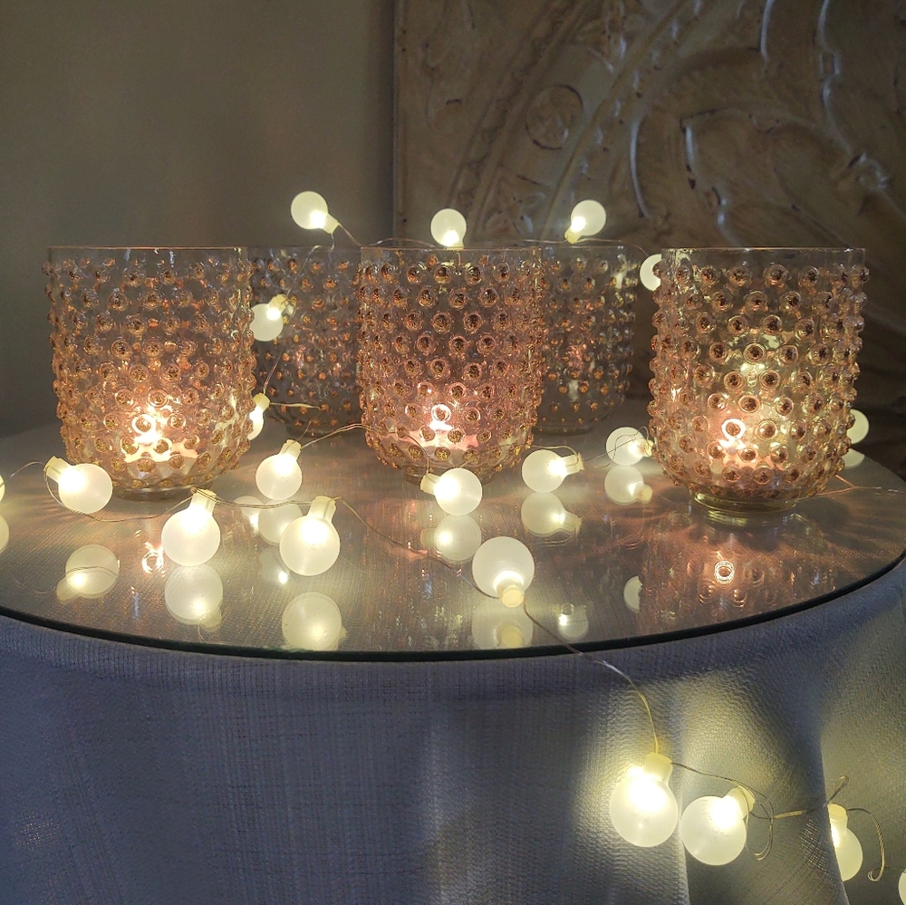 •Polka•DoT ✨Vintage-Style Glass Candle Holders~ 5-Pc. SeT▪️